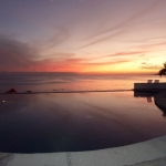 Sunset over pool deck
